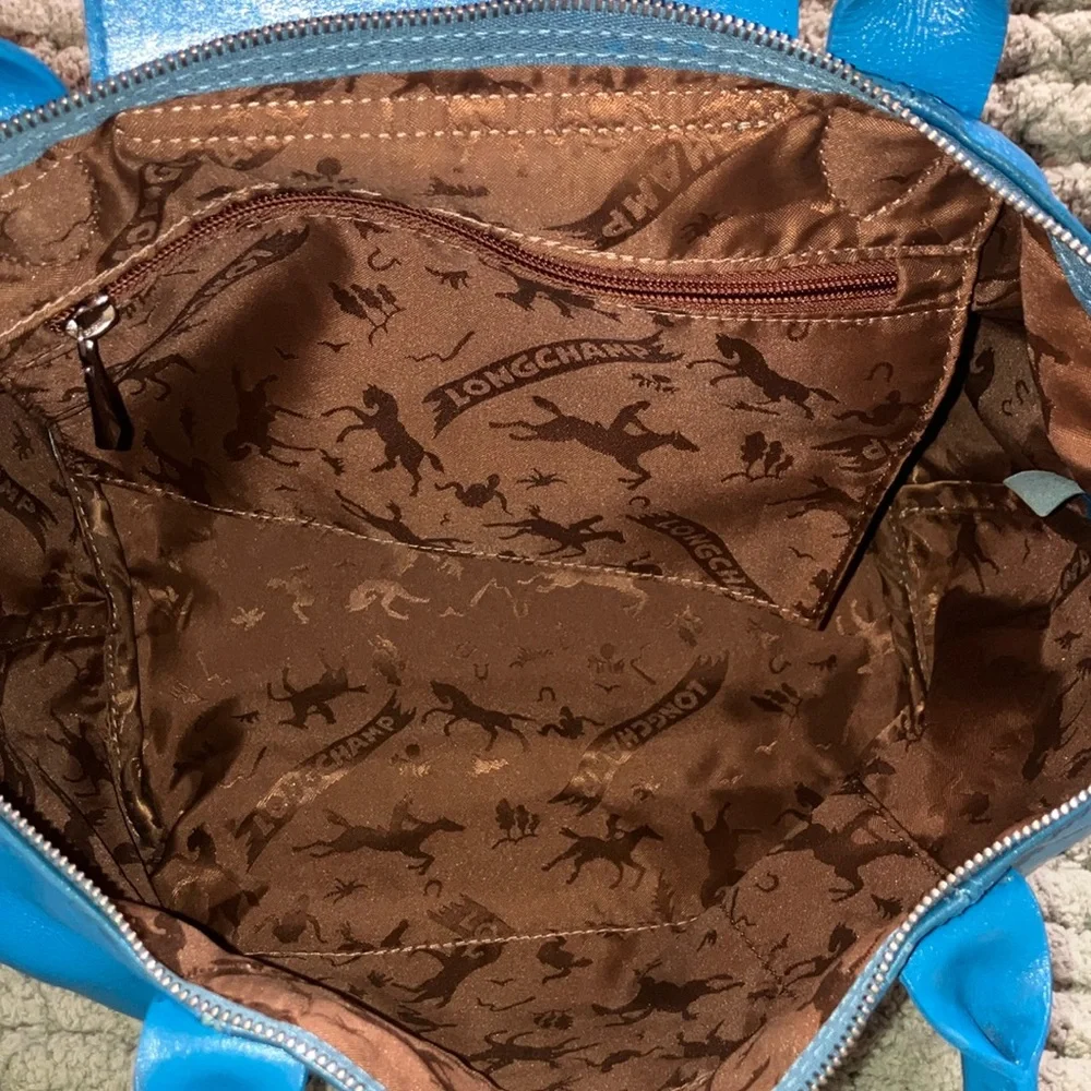 Longchamp Le Pliage Cuir Blue all leather tote bag - Picture 12 of 16